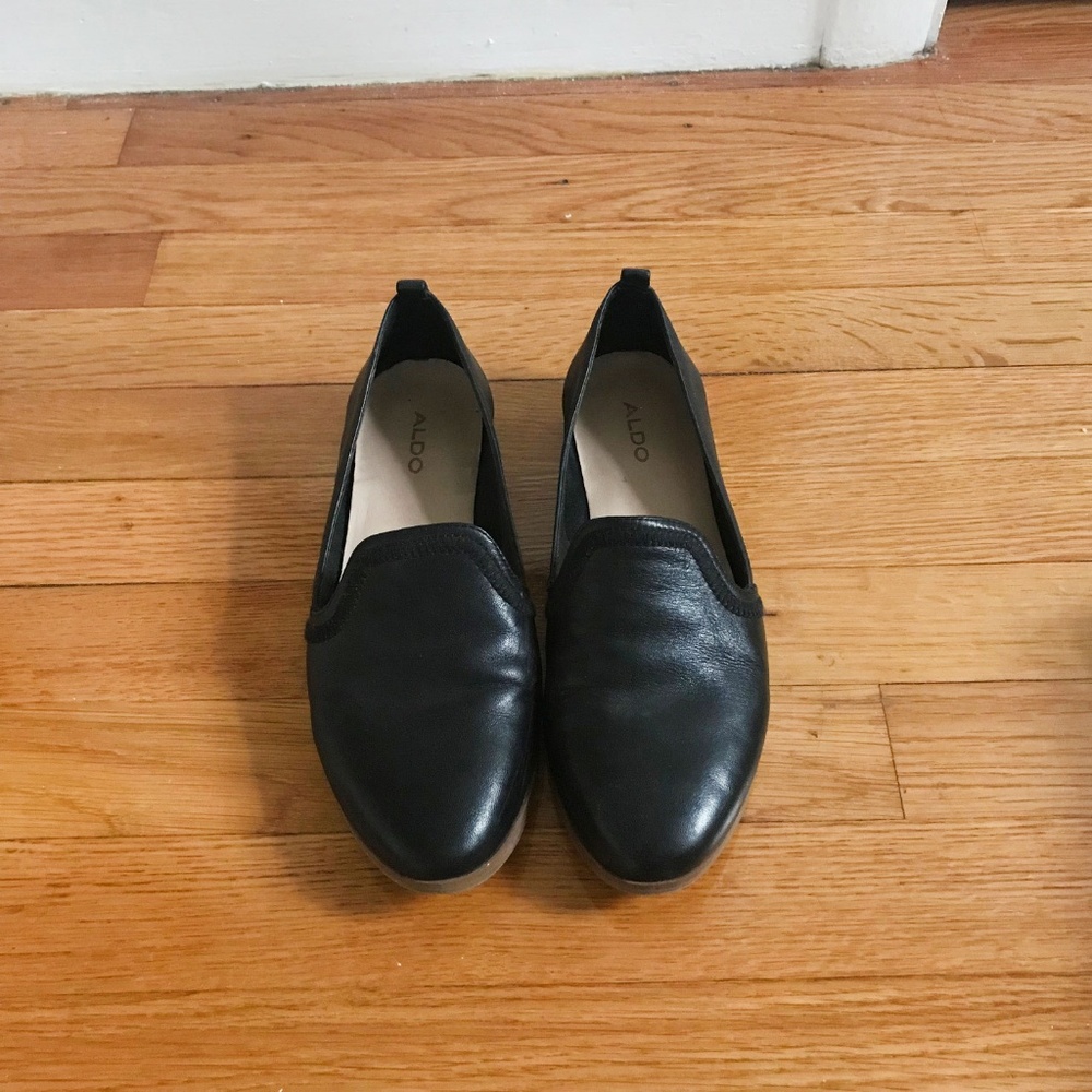Aldo Black Leather Flats